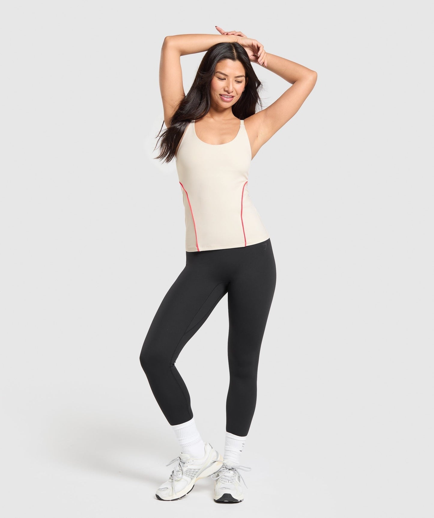 Gymshark Contour Stitch Tank with Shelf - Oat White