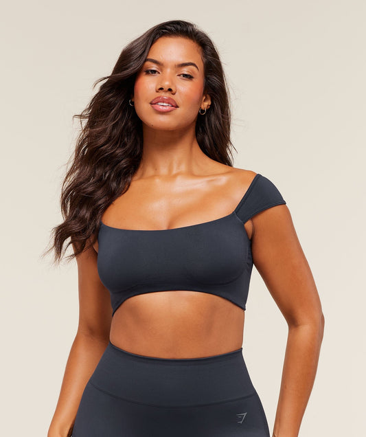 Gymshark Soft Sculpt Cap Sleeve Bralette - Heavy Blue