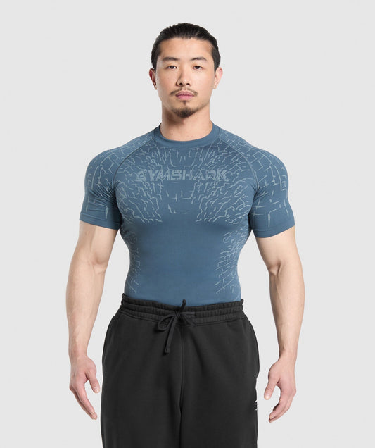 Gymshark Tectonic Seamless T Shirt - Cargo Blue/Cool Blue