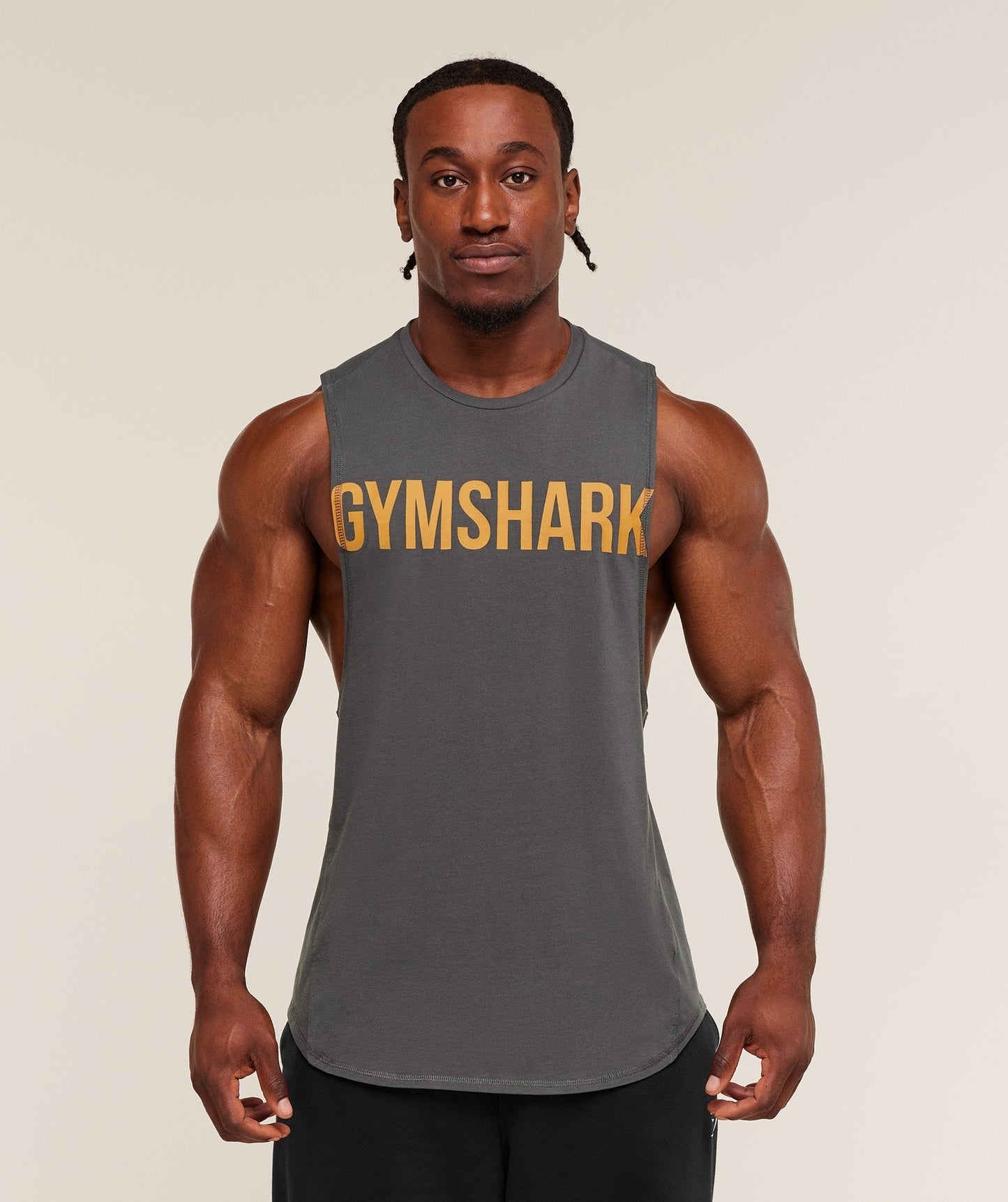 Gymshark Prime Drop Arm Tank - Grey/Antique Gold