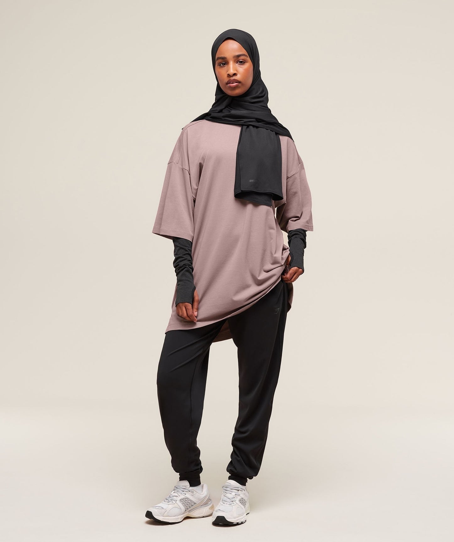 Gymshark Covered Longline Cotton T-Shirt - Washed Mauve