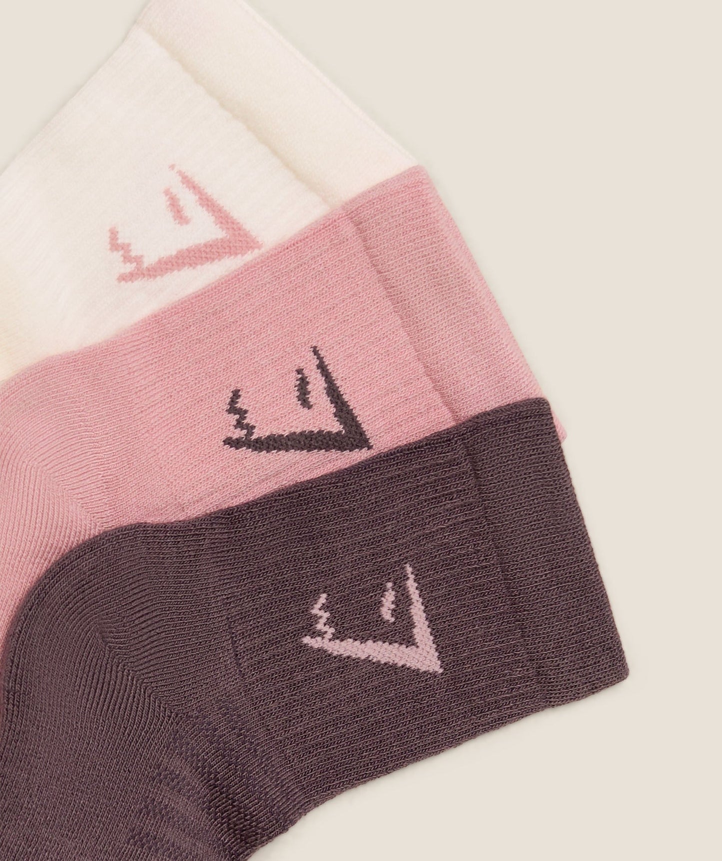 Gymshark Midi Socks 3pk - Soft White / Light Pink / Cool Brown
