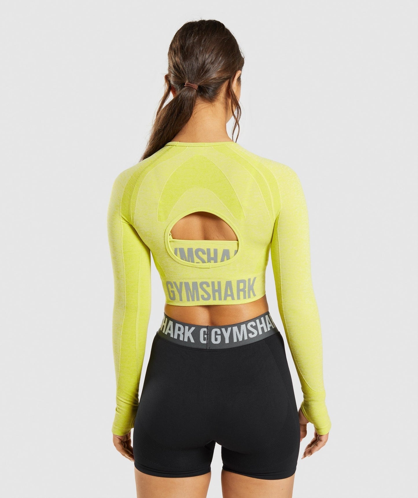 Gymshark Flex Sports Long Sleeve Crop Top - Glitch Yellow Marl