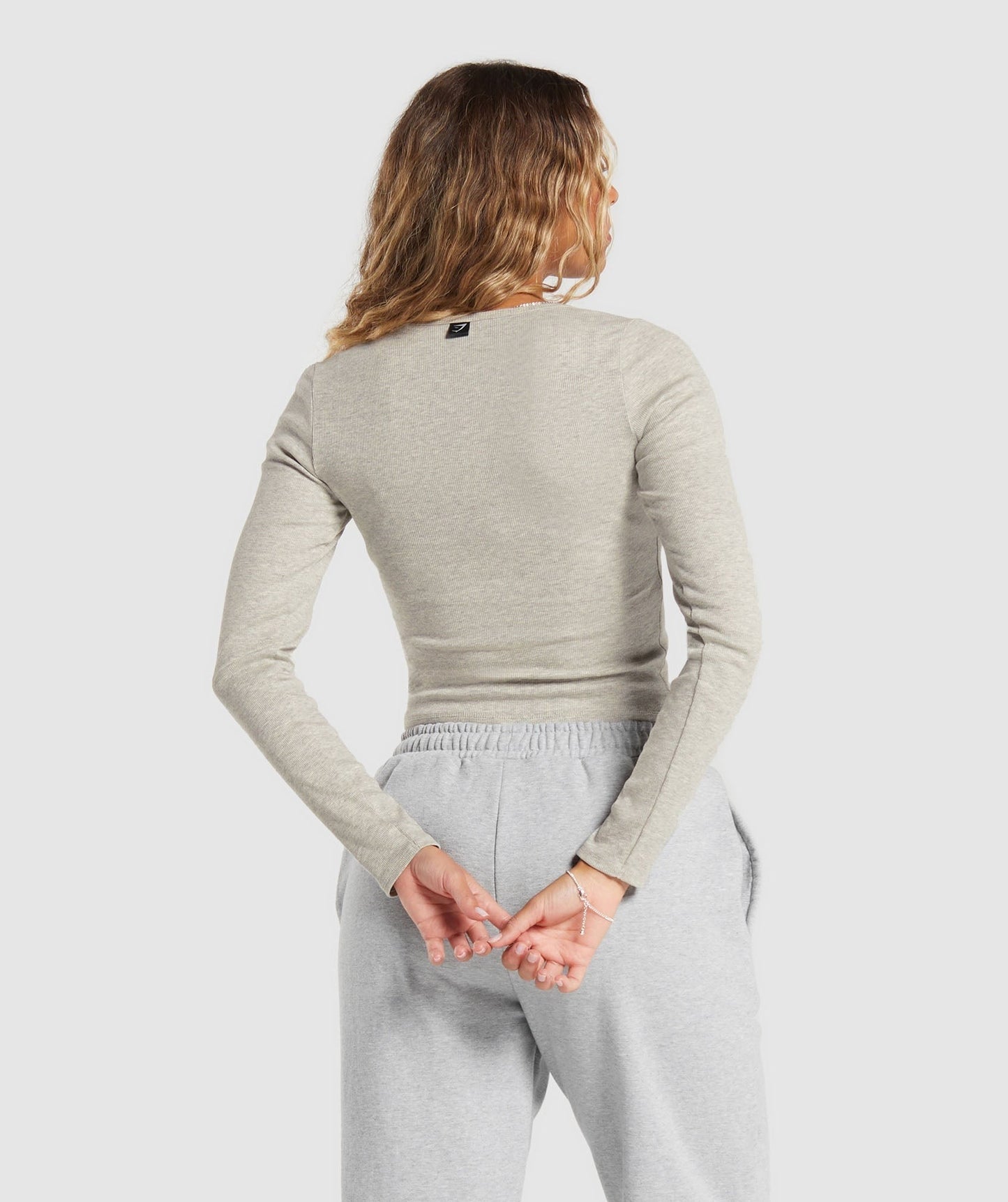 Gymshark Rib Long Sleeve Top - Stone Grey Marl