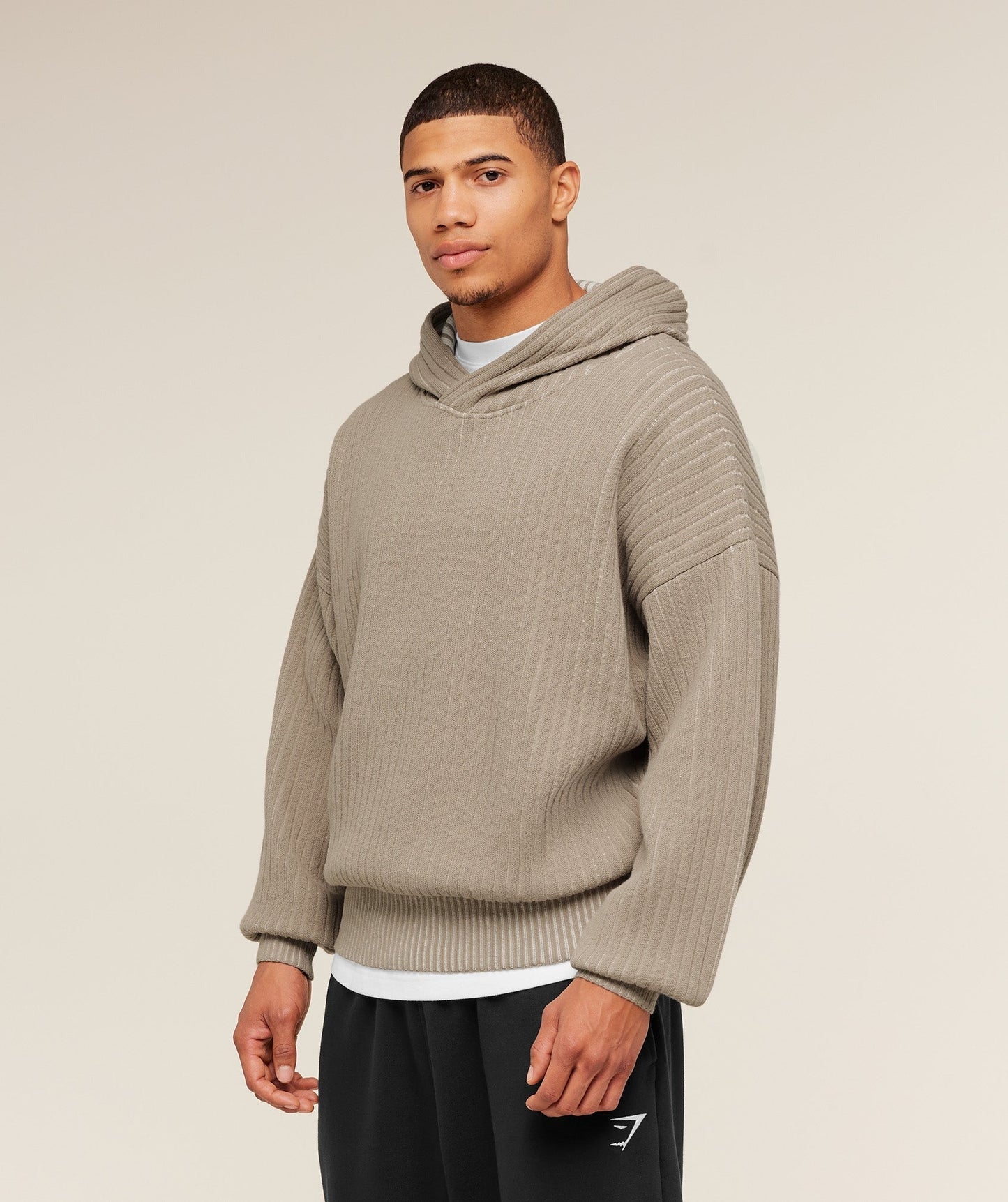 Gymshark x Saalt Studios Knitted Hoodie - Cement Brown/Oat White