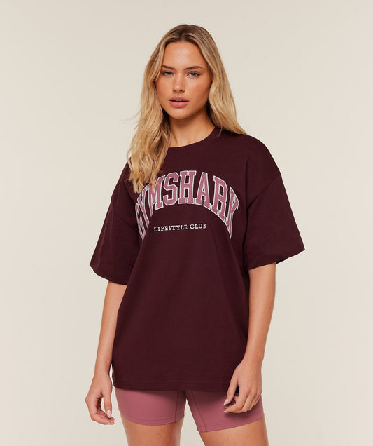 Gymshark Collegiate Graphic T-Shirt - GS Rich Maroon
