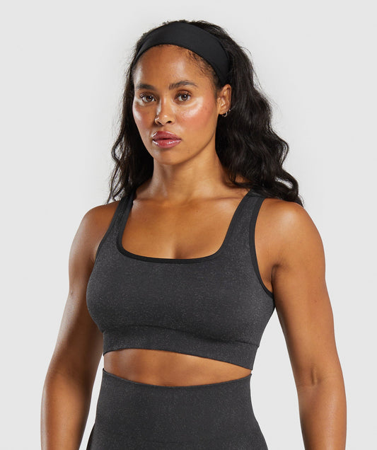 Gymshark Adapt Fleck Sports Bra - Black/Smokey Grey