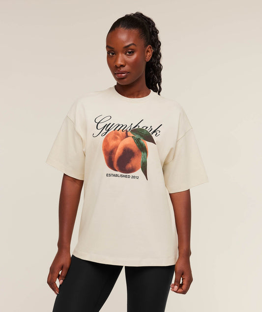 Gymshark Juicy Peach Short Sleeve T-Shirt - Oat White