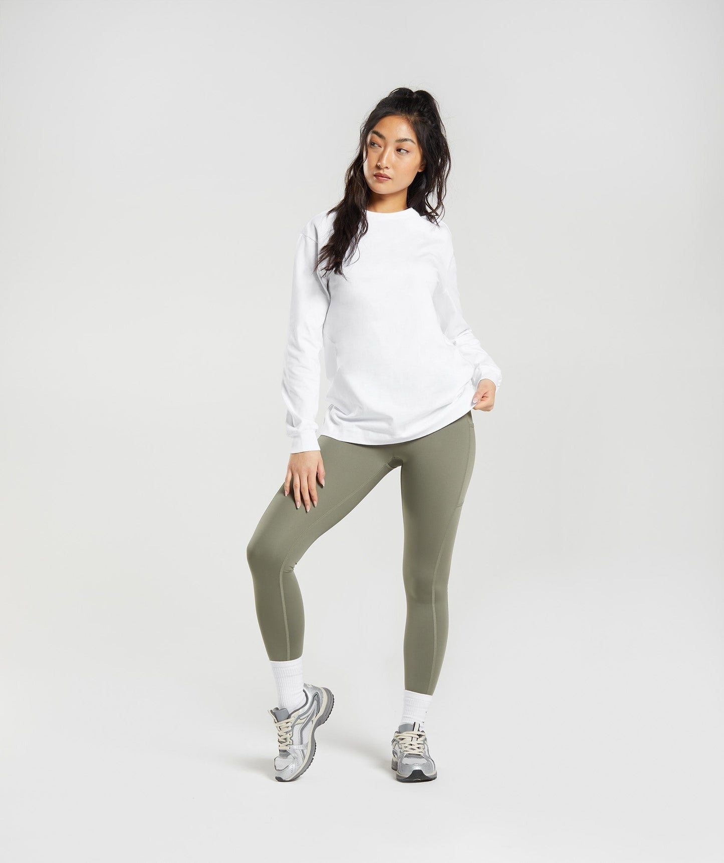 Gymshark Cotton Oversized Long Sleeve Top - White