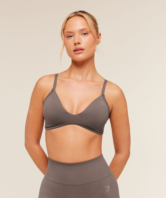 Gymshark Soft Sculpt V-neck Sports Bra - Cool Brown