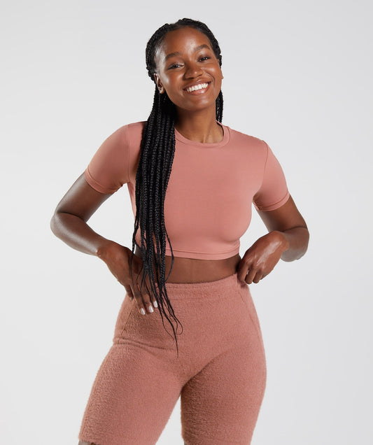 DNU Gymshark Whitney Short Sleeve Crop Top - Canyon Red