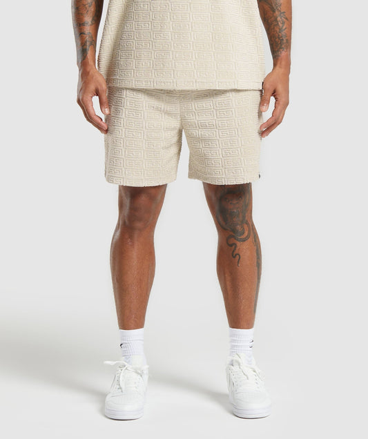 Gymshark Towelling 7" Shorts - Pebble Grey