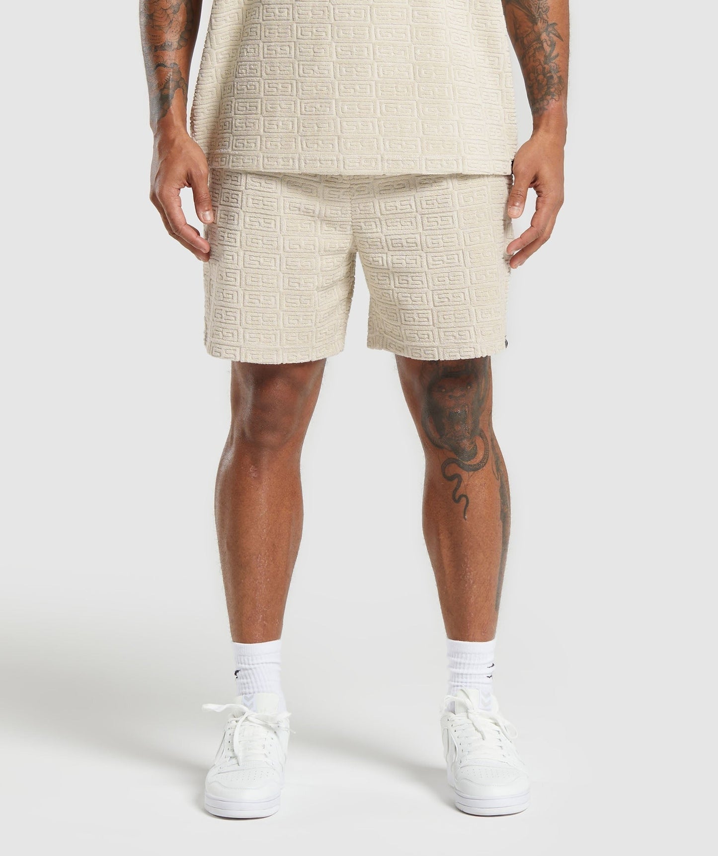 Gymshark Towelling 7" Shorts - Pebble Grey