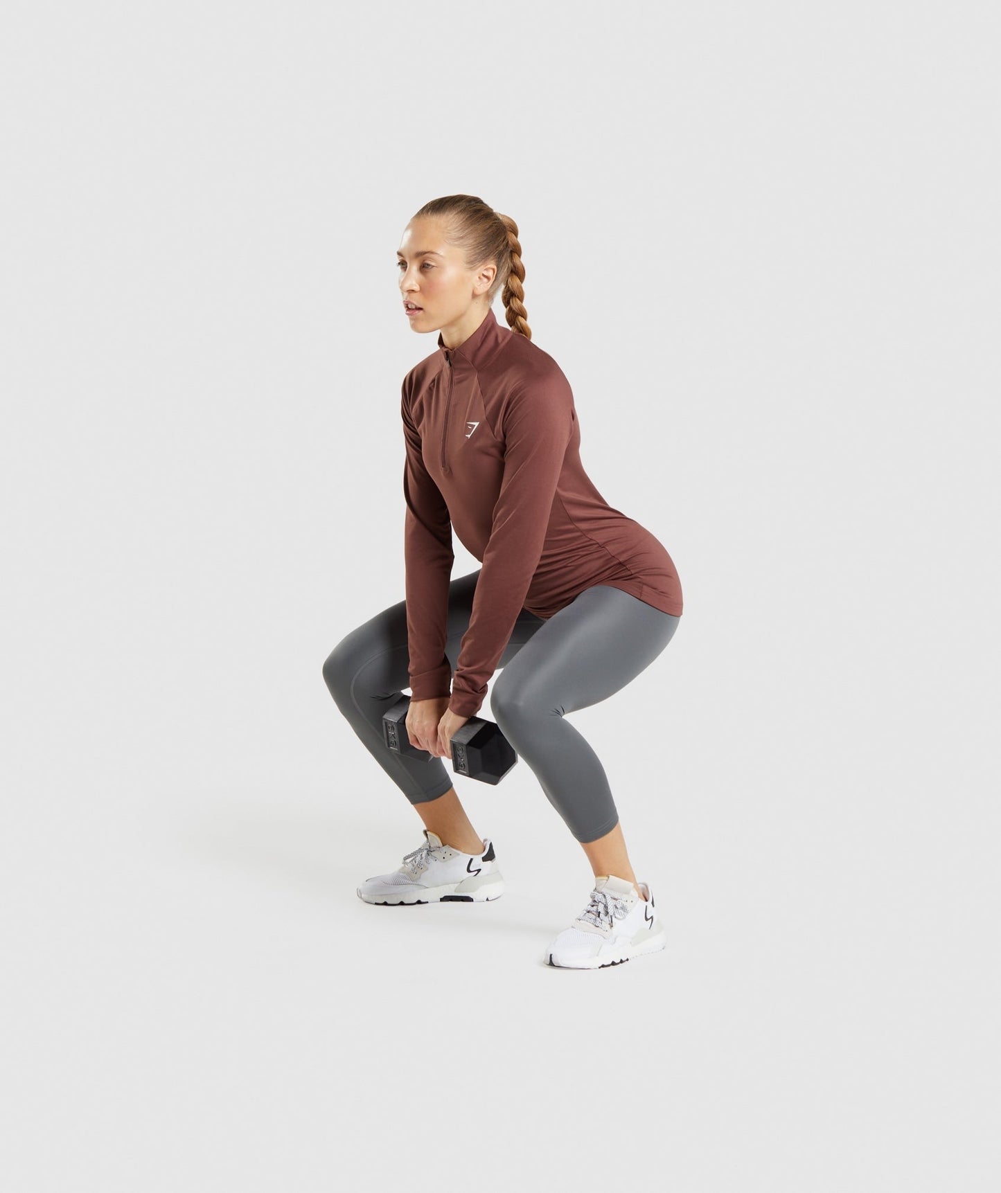 Gymshark Training 1/4 Zip - Cherry Brown