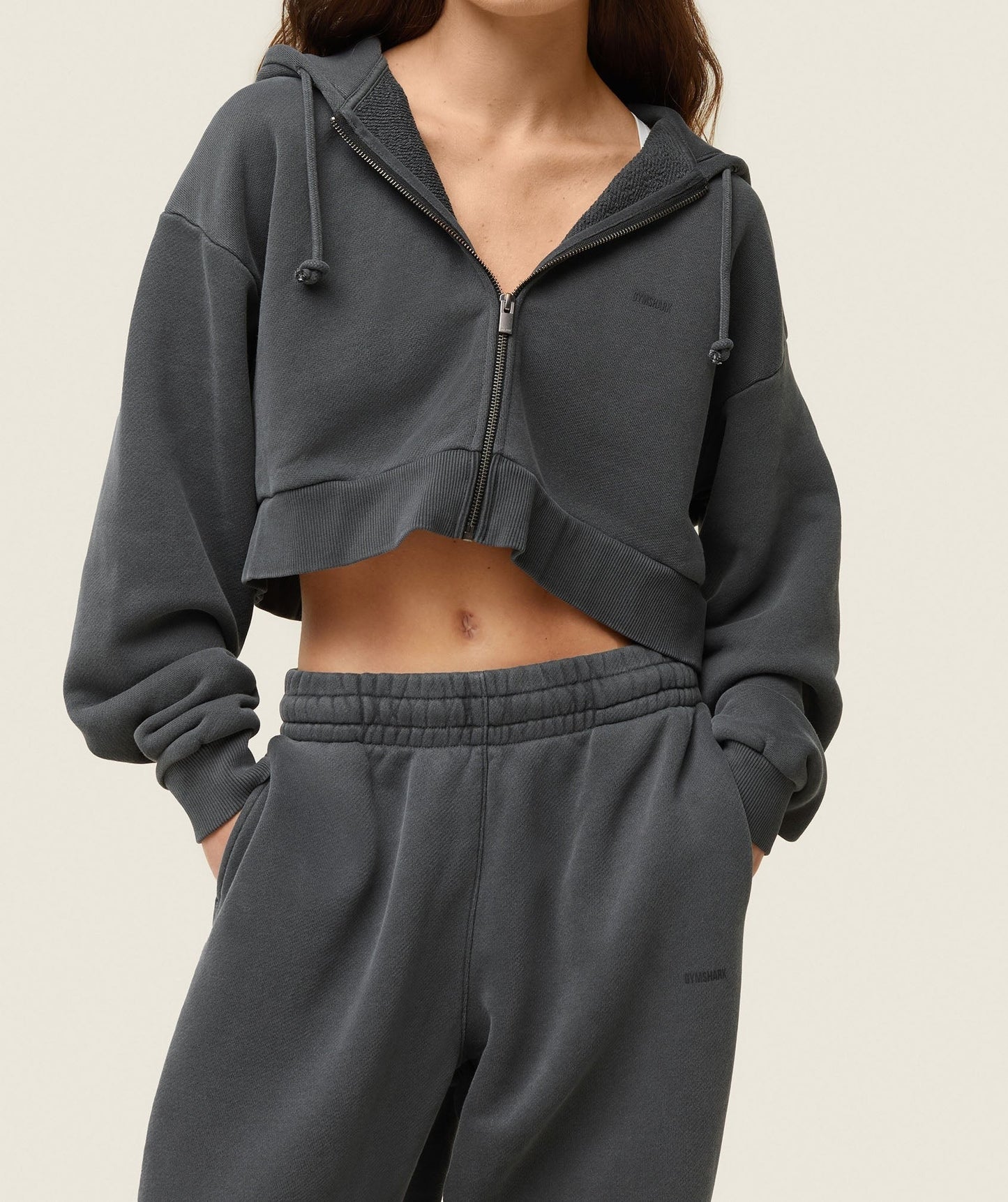 Gymshark everywear Cropped Zip Hoodie - Black