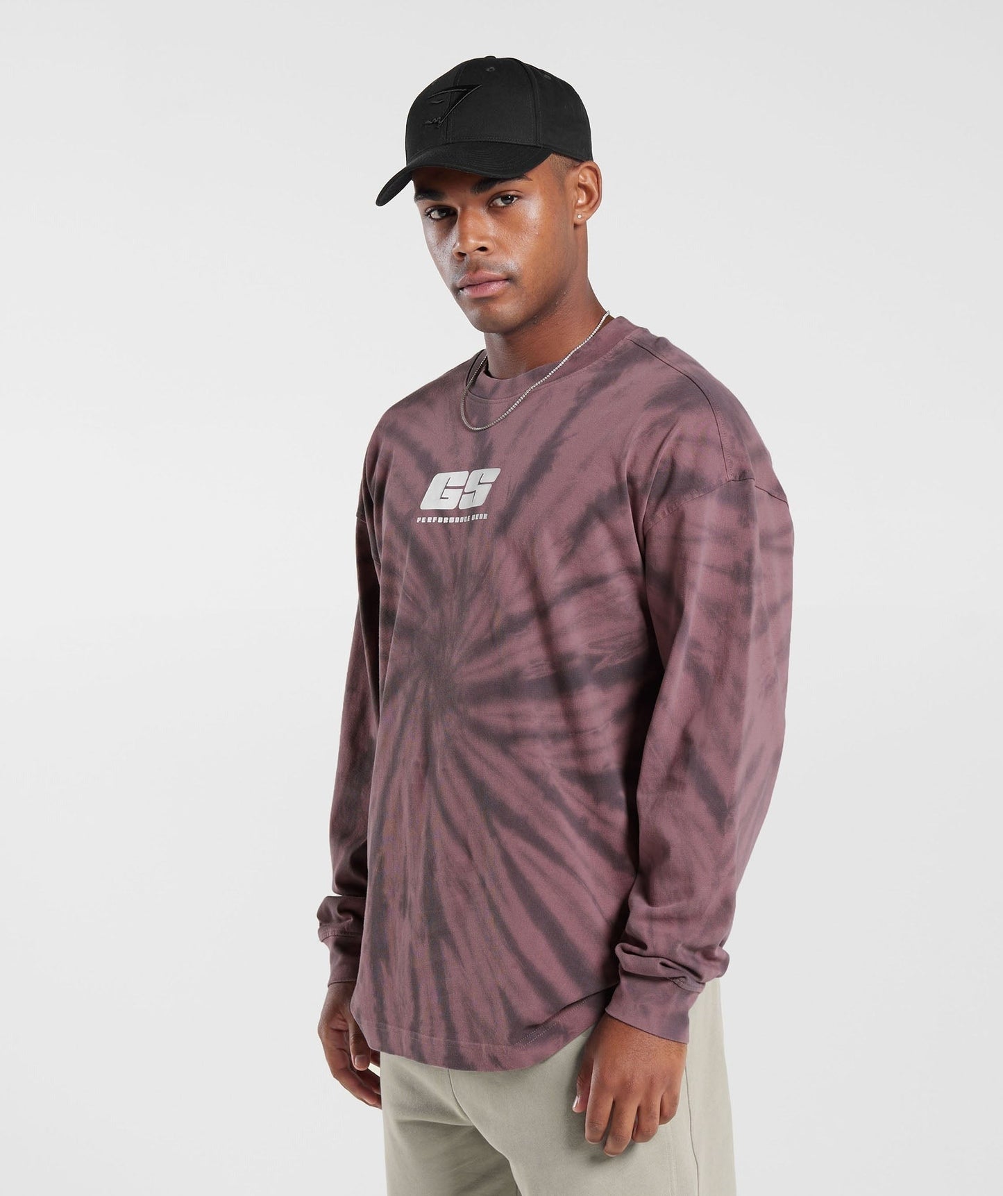 Gymshark Rest Day Long Sleeve T-Shirt - Dusty Maroon/Silhouette Grey/Spiral Optic Wash