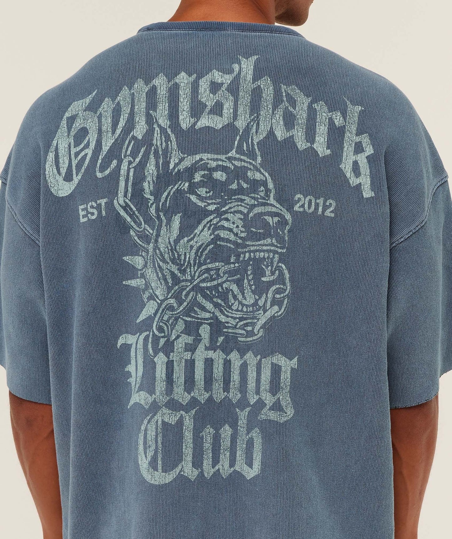 Gymshark Heavyweight Textured Graphic T-Shirt - Heavy Blue