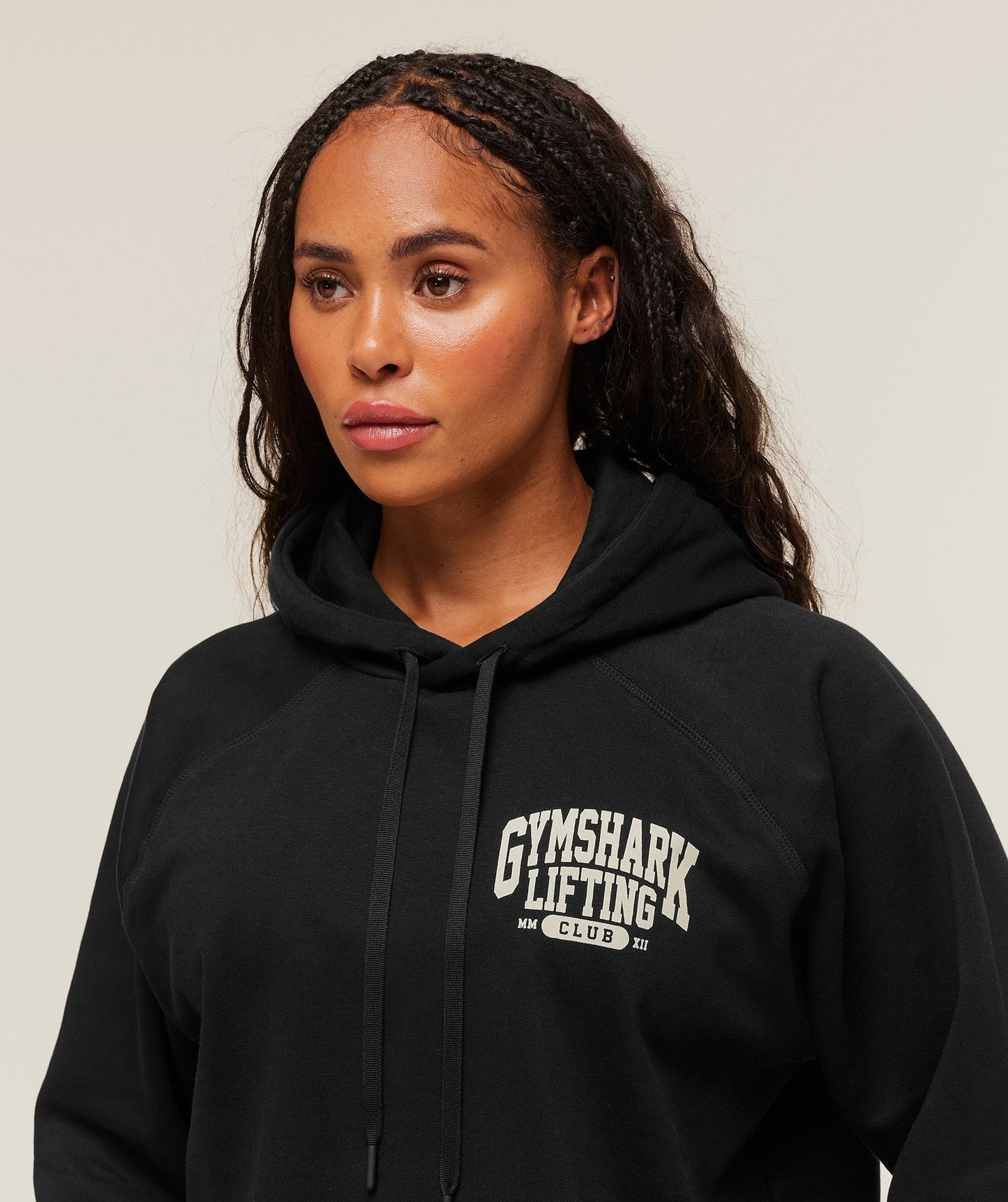 Gymshark Lifting Club Graphic Oversized Hoodie - Black/Soft White