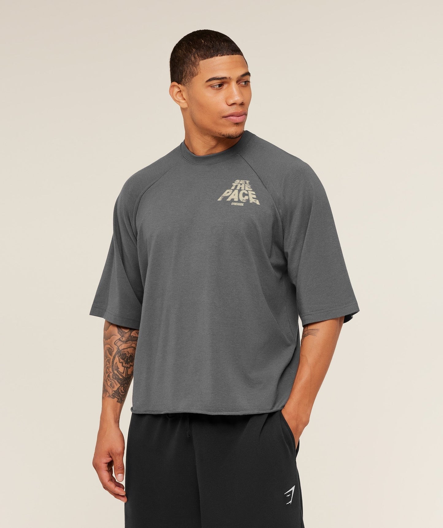Gymshark Set The Pace Boxy T-Shirt - Graphite Grey