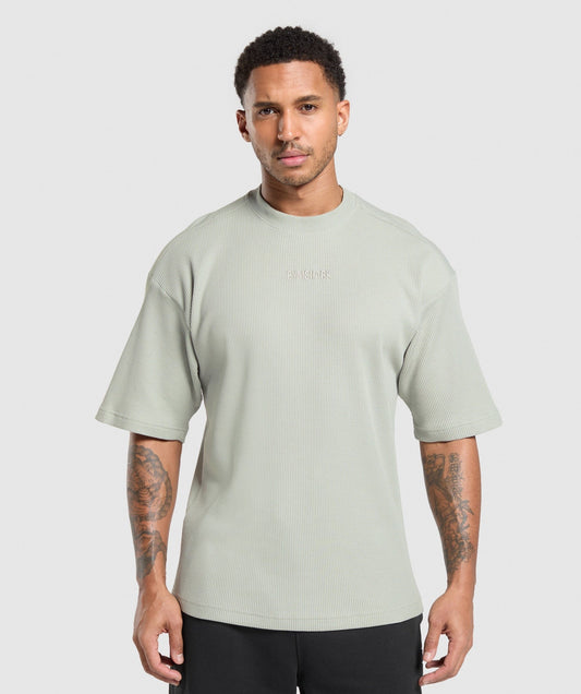 Gymshark Waffle Oversized T-Shirt - Stone Grey