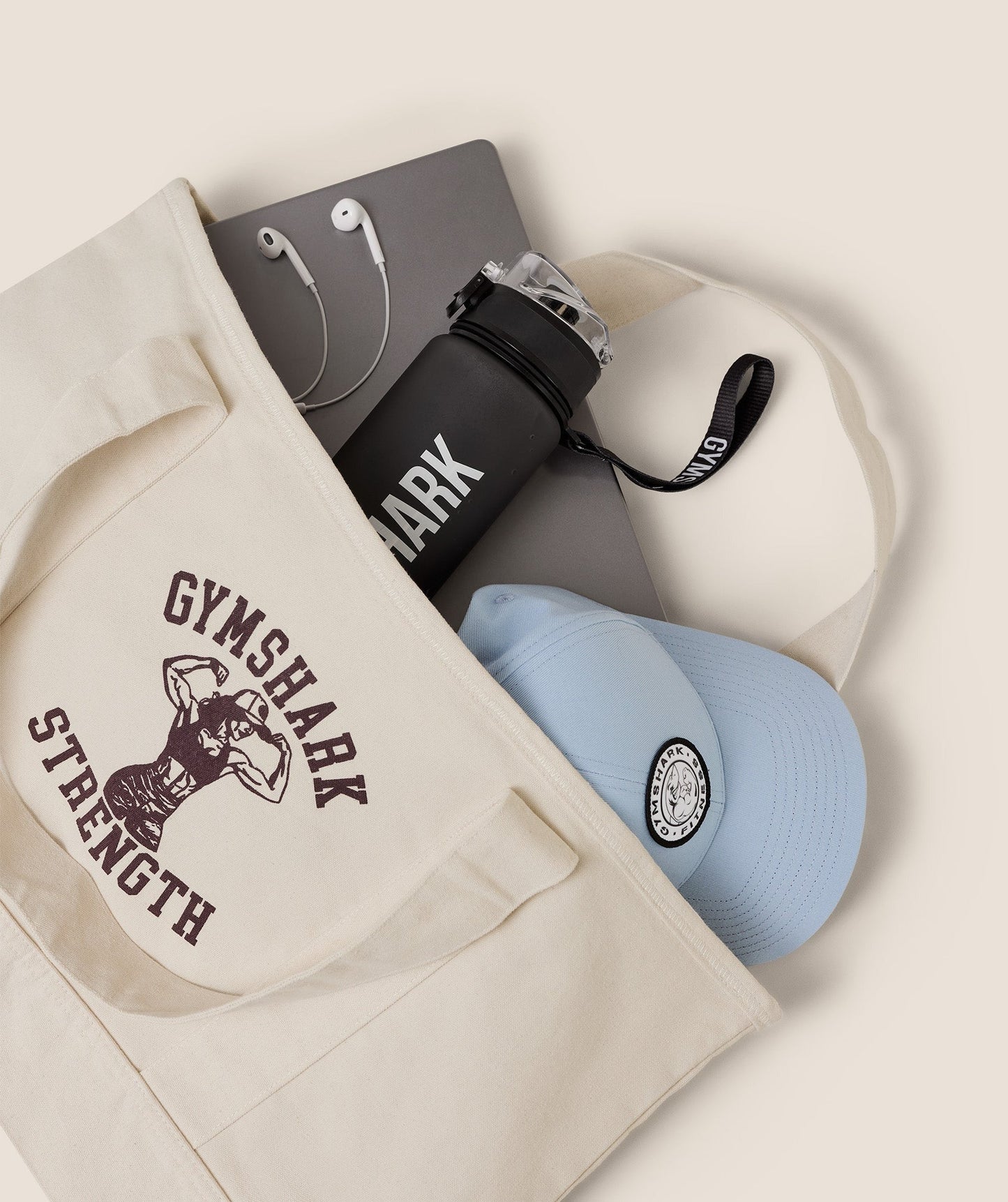 Gymshark Strength Graphic Tote Bag - Ecru White