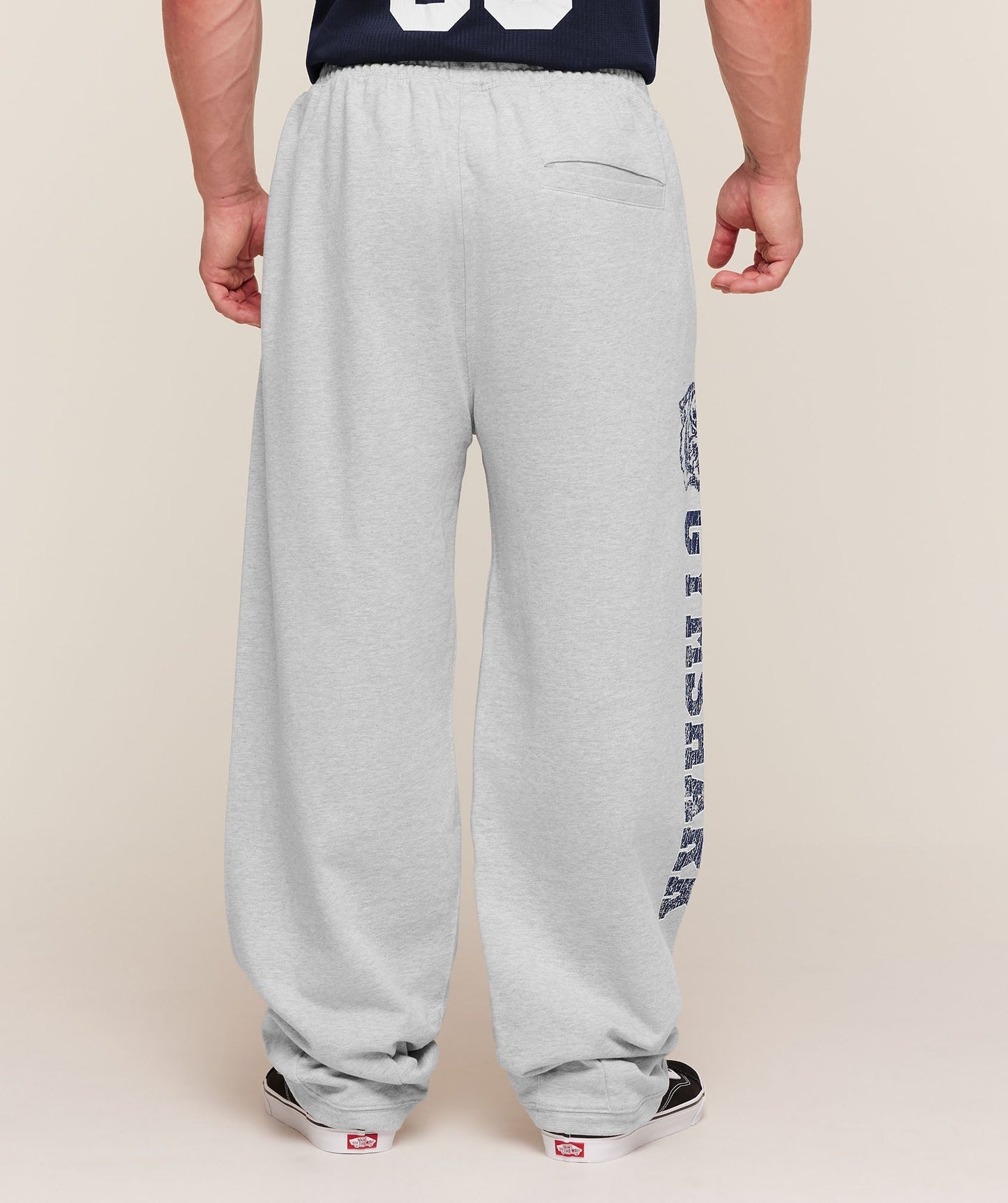 Gymshark Retro Collegiate Graphic Wide Leg Pants - Bros Soft Grey Marl