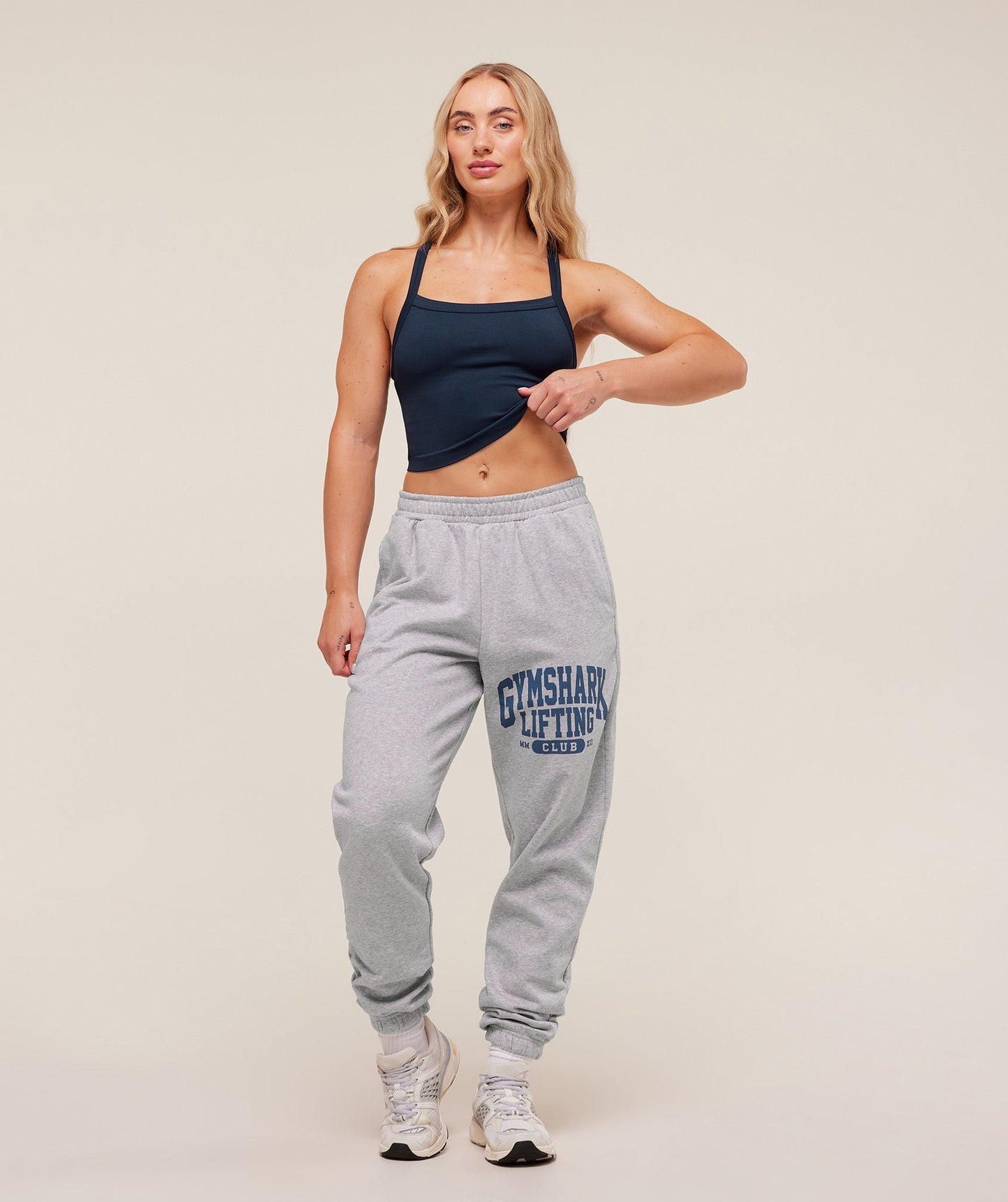 Gymshark Lifting Club Graphic Joggers - Light Grey Core Marl