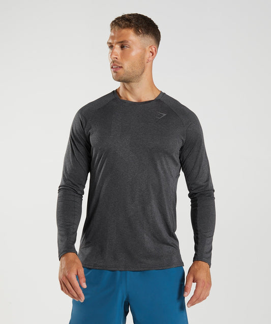 Gymshark Apex Long Sleeve T-Shirt - Black/Silhouette Grey