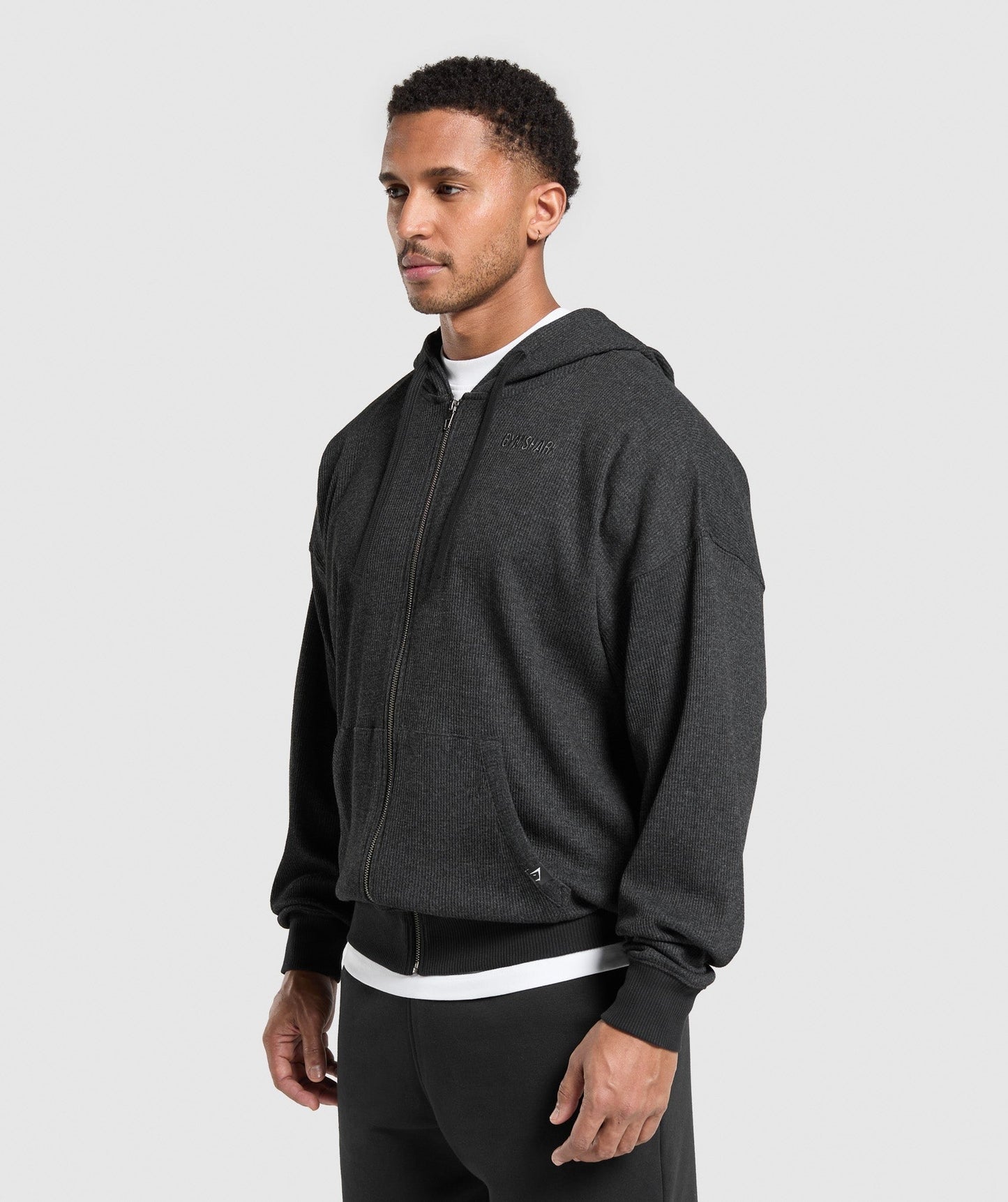 Gymshark Waffle Zip Hoodie - Black