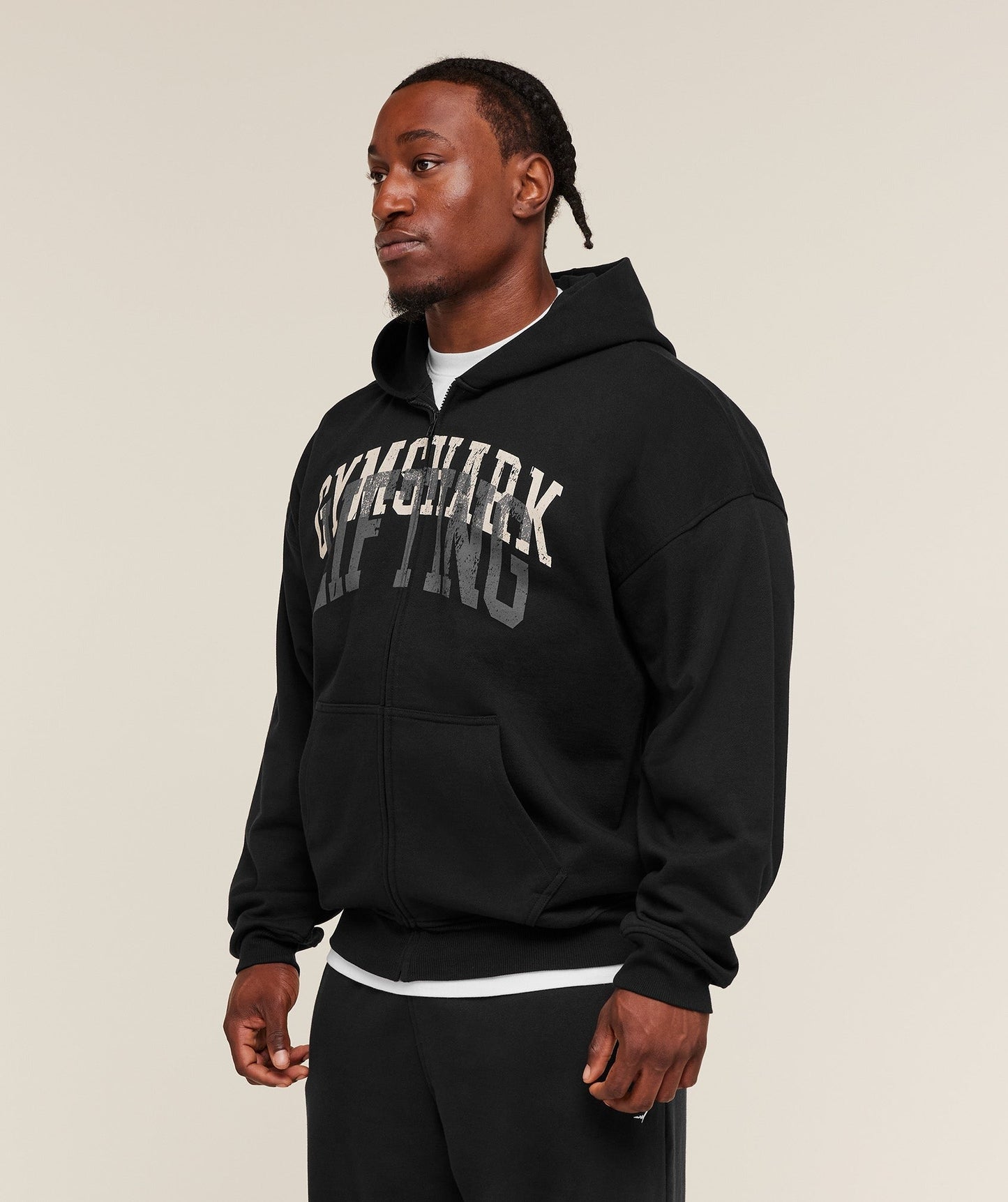 Gymshark Layered Graphic Zip Up Hoodie - Black