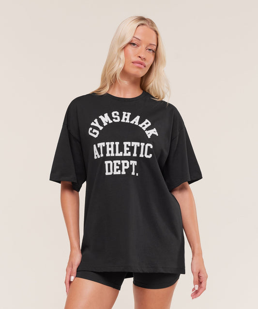Gymshark Athletic Department Oversized Graphic T-Shirt - Black