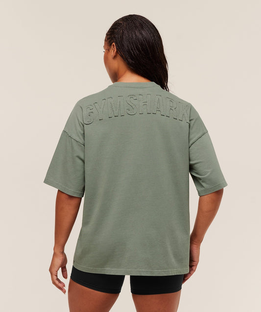 Gymshark Power Washed Oversized T-Shirt - Unit Green/Acid Wash