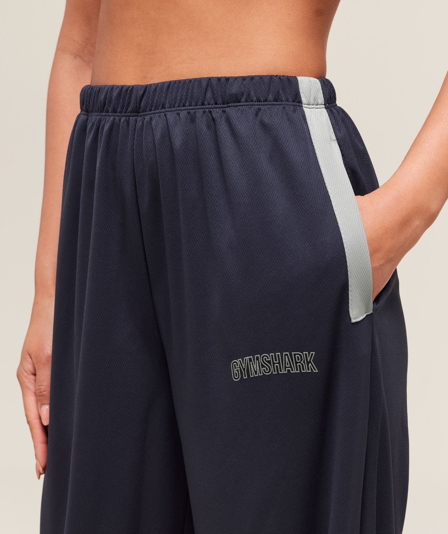 Gymshark Mesh Straight Leg Pants - Heavy Blue/Stone Grey