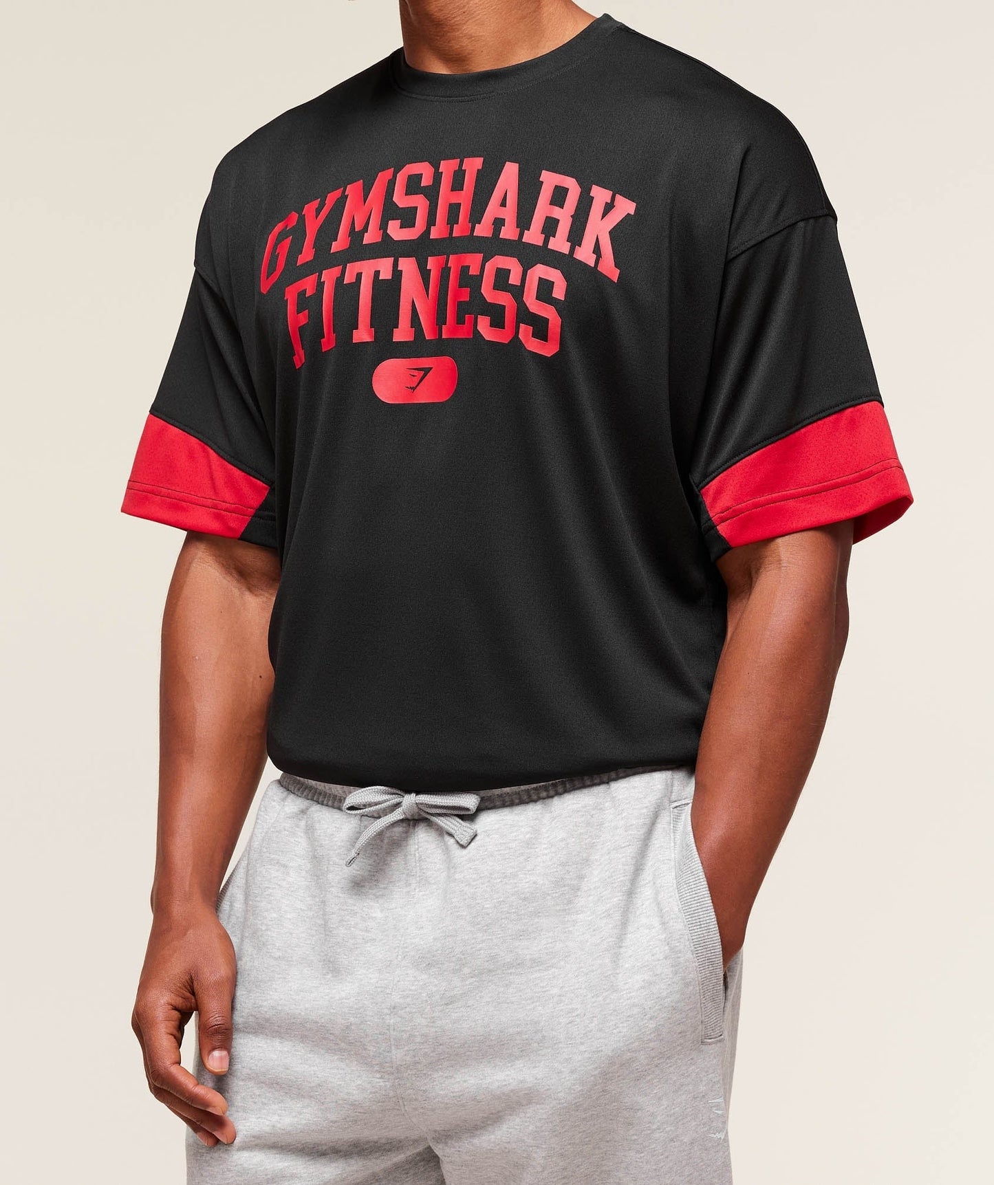 Gymshark Campus Oversized T-Shirt - Black/Conditioning Red
