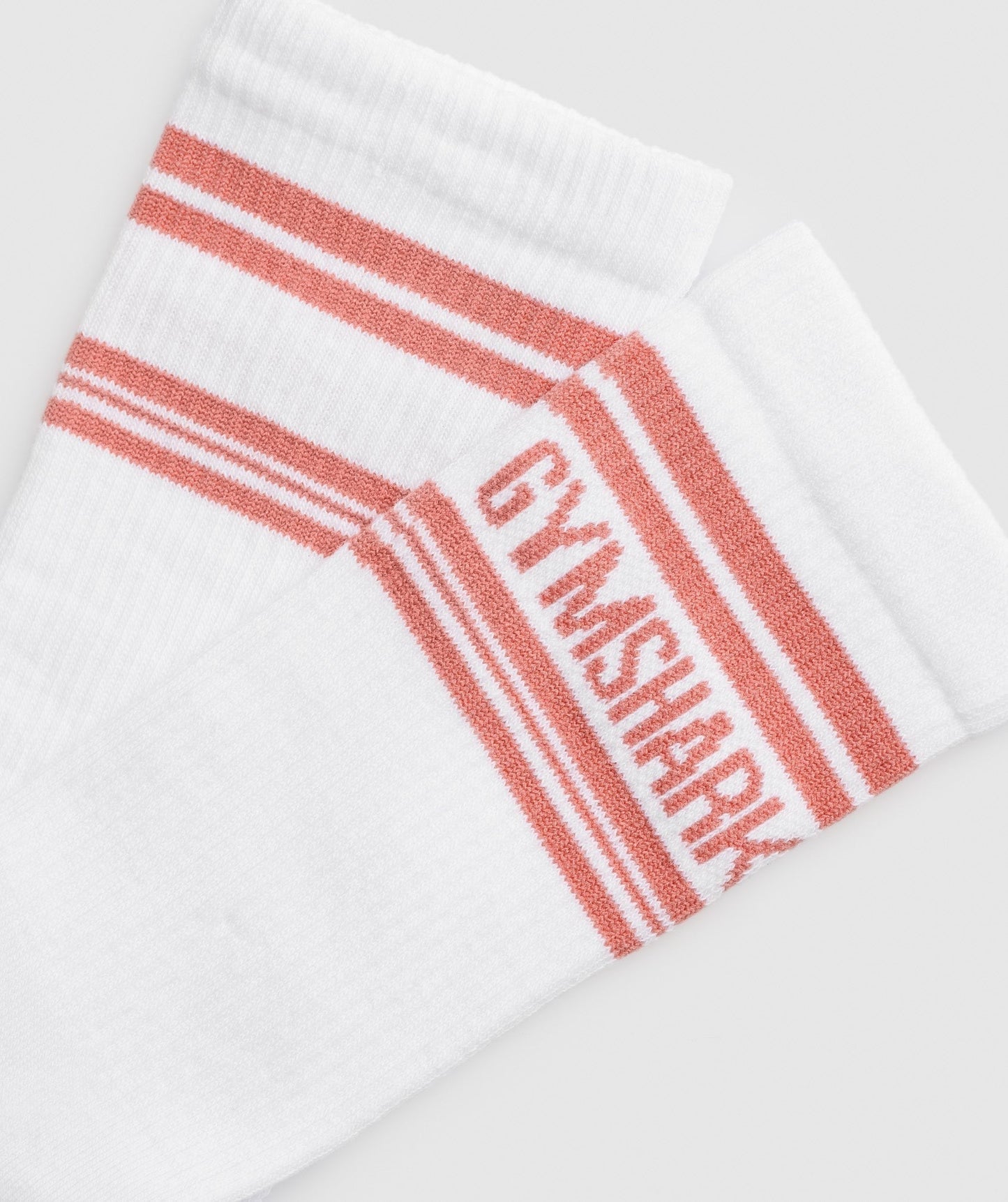 Gymshark Stripe Crew Single Sock - White/Sunbaked Pink