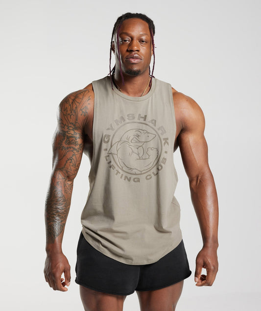 Gymshark Legacy Drop Arm Tank - Ecru Brown