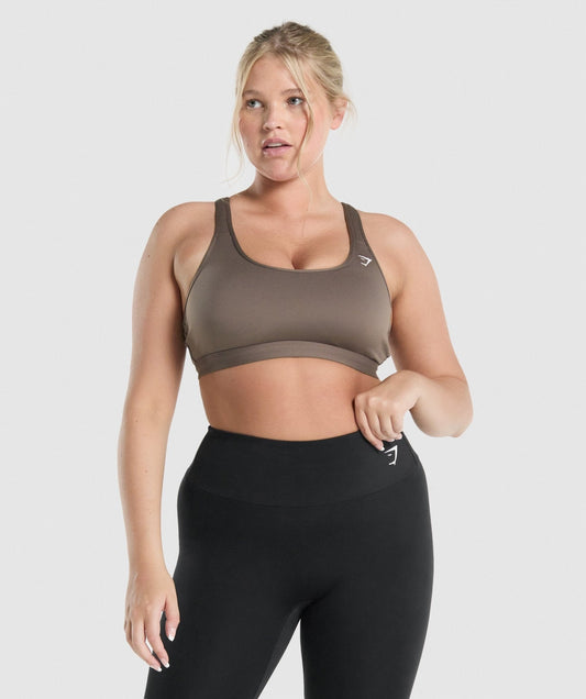 Gymshark Scoop Neck Sports Bra - Brown