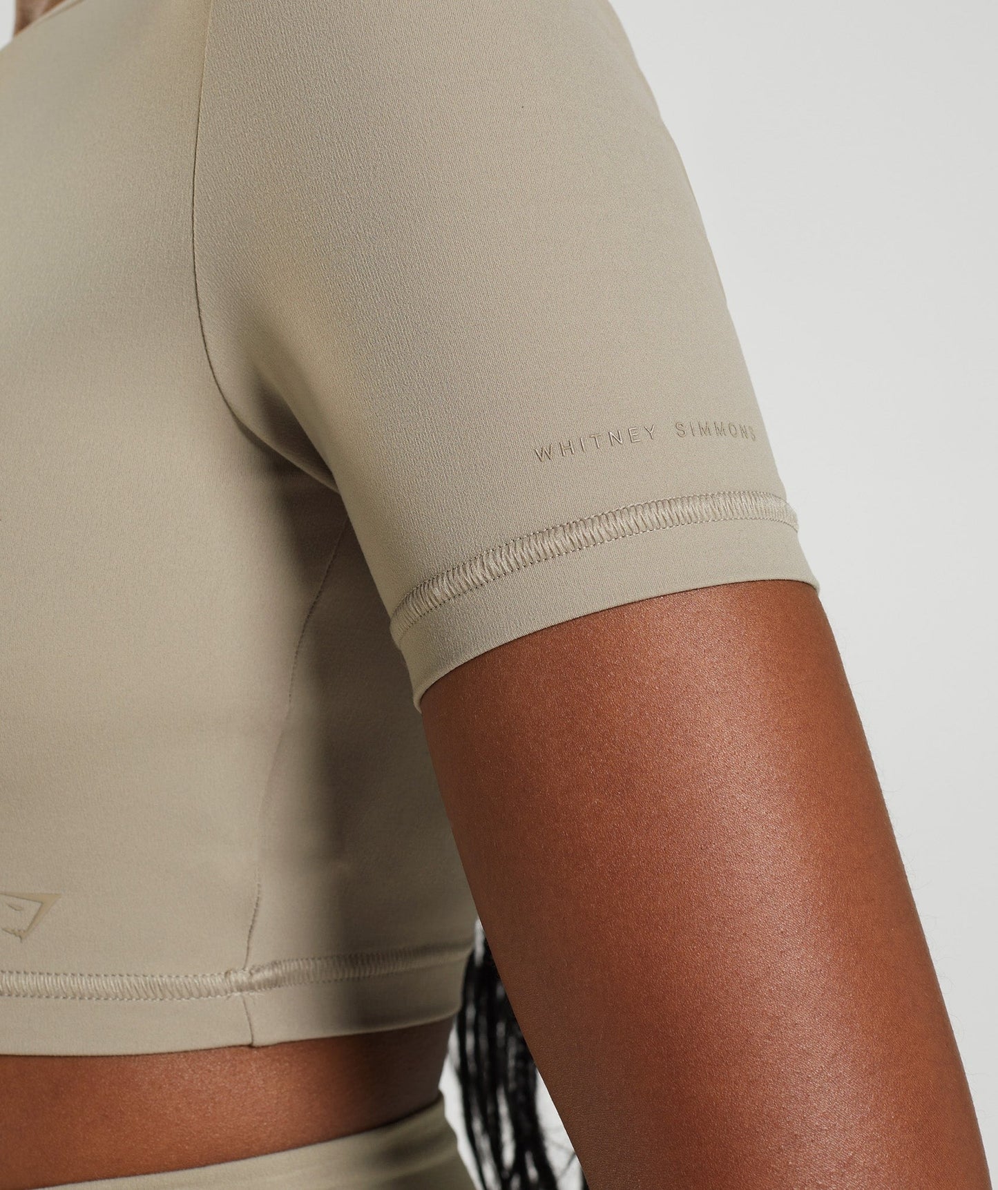 DNU Gymshark Whitney Short Sleeve Crop Top - Cement Brown