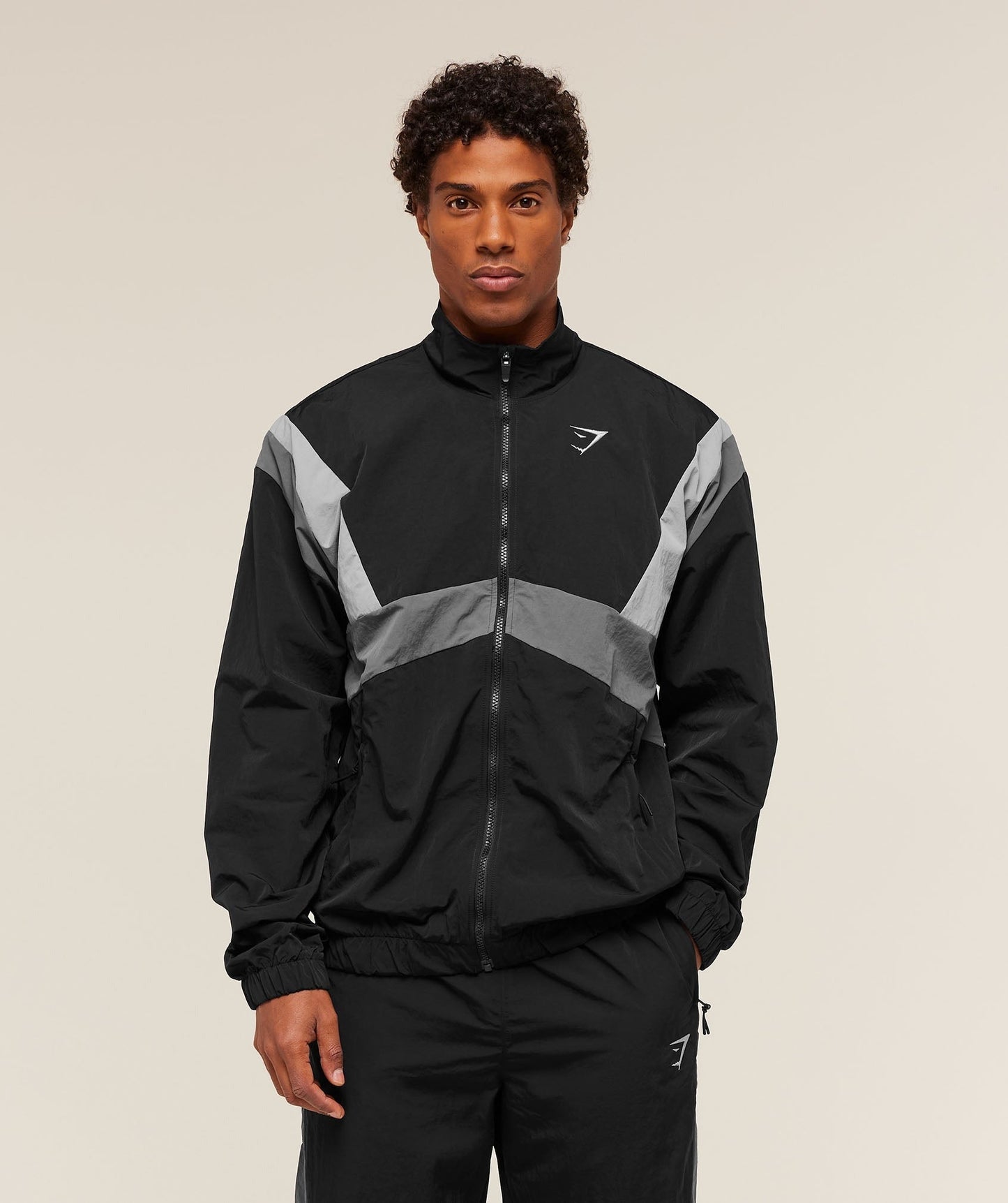 Gymshark Retro Track Jacket - Black/Dark Grey/Smokey Grey