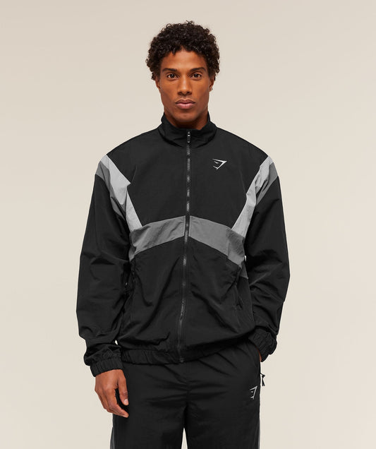 Gymshark Retro Track Jacket - Black/Dark Grey/Smokey Grey