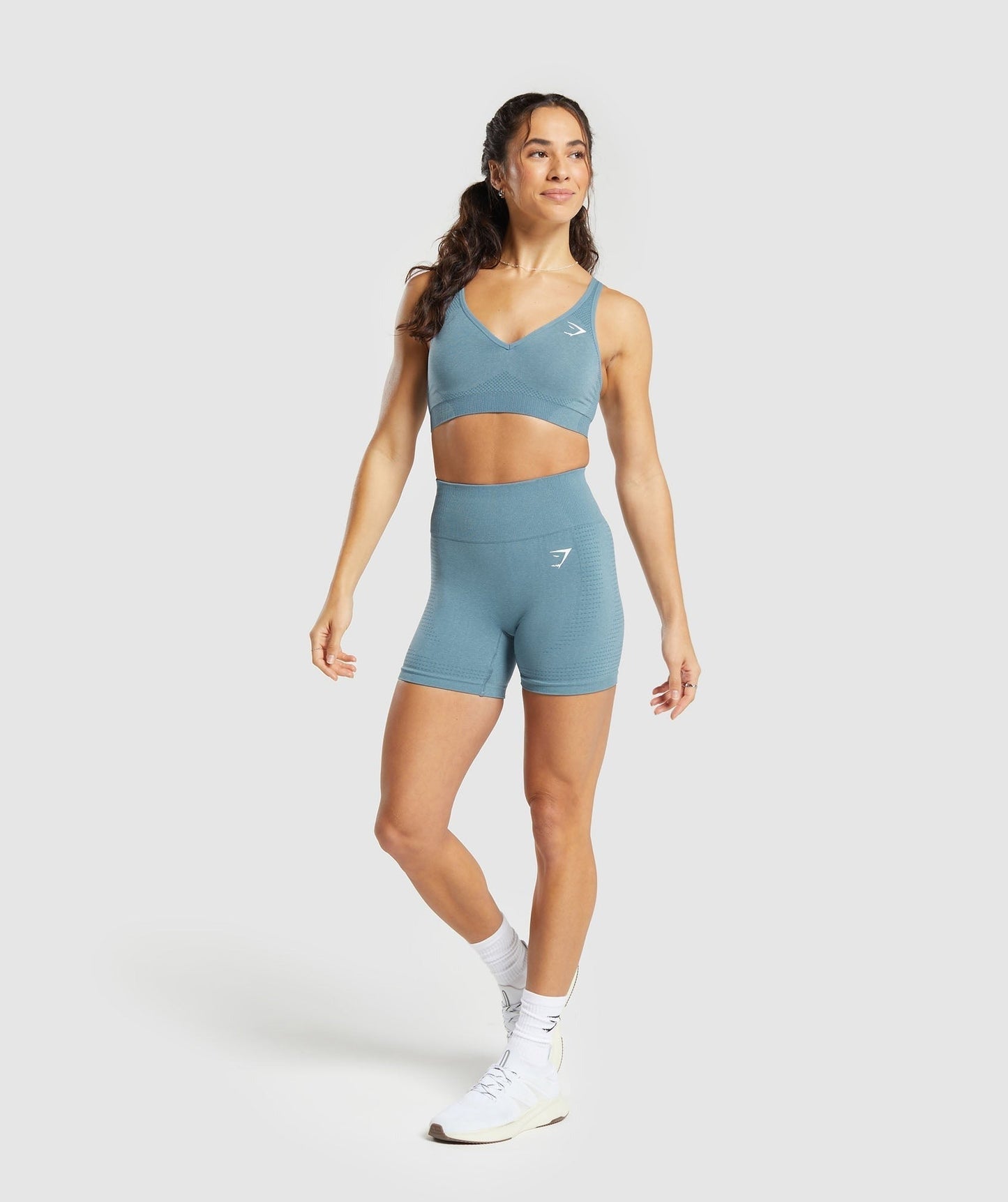 Gymshark Vital V Neck Sports Bra - Faded Blue Marl
