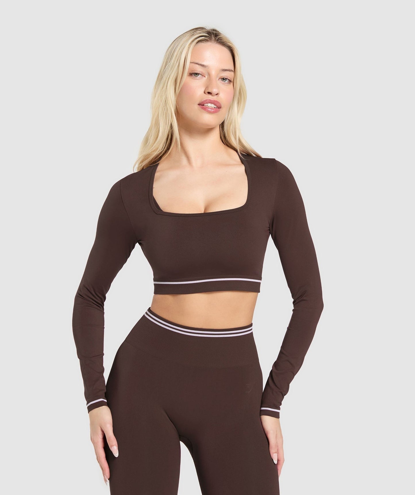 Gymshark Contrast Seamless Crop Top - Heritage Brown