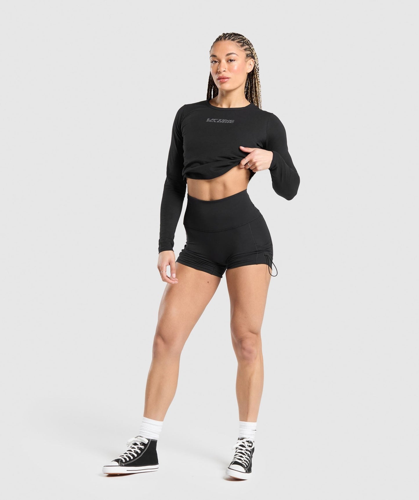 Gymshark Lifting Baddie Midi Long Sleeve Top - Black