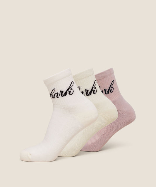 Gymshark Cursive Wordmark Graphic Midi 3pk - Muted Pink/Oat White/Soft White