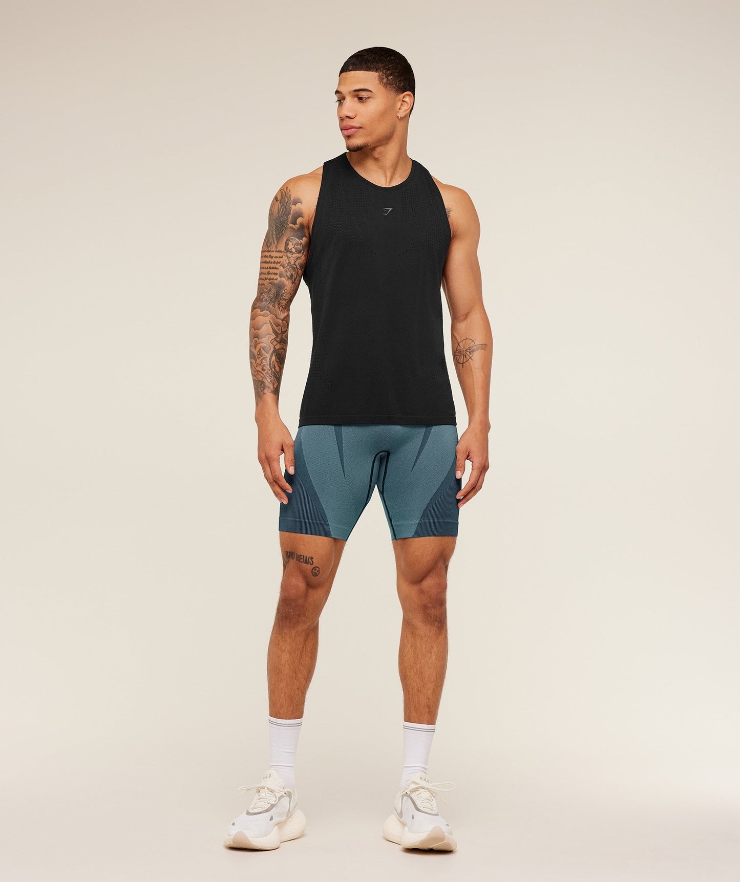 Gymshark Seamless Running Half Tight - Stealth Blue / Storm Blue