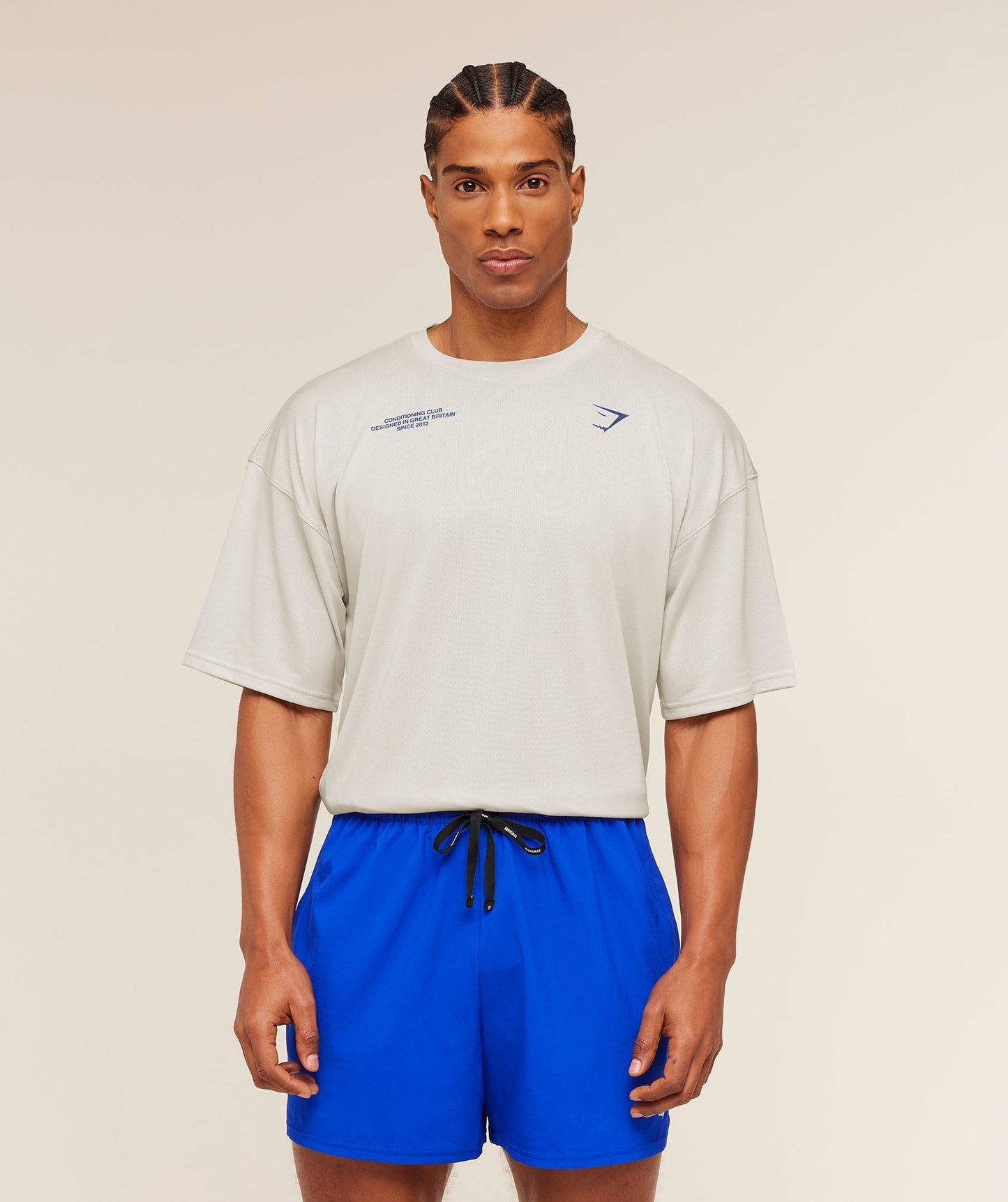 Gymshark Conditioning Club Oversized T-Shirt - Tinted White/Force Blue