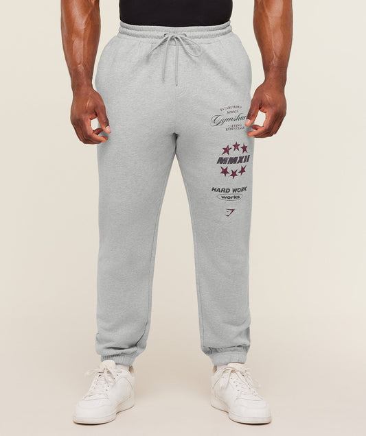 Gymshark Global Lifting Graphic Pants - Light Grey Core Marl
