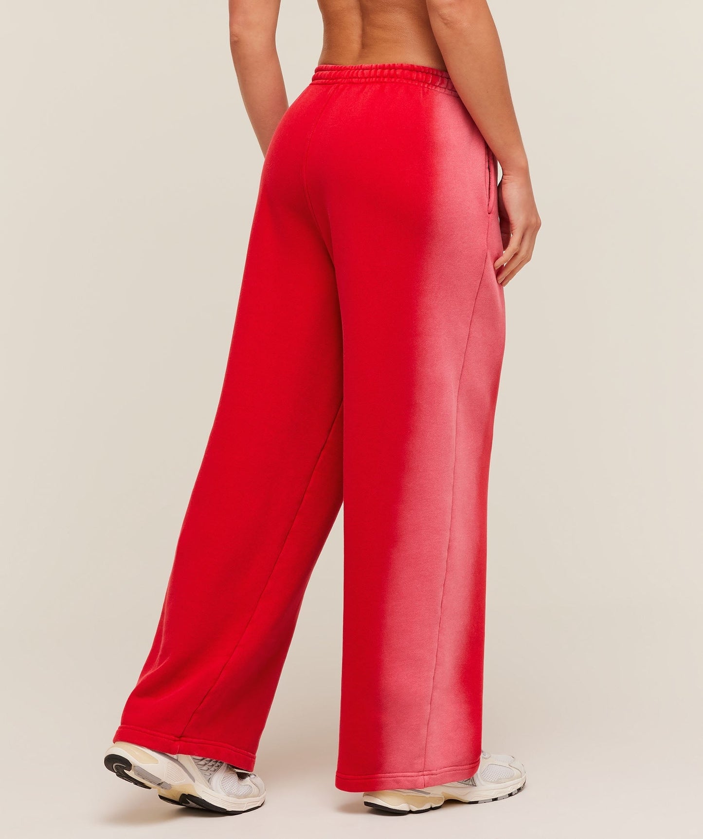 Gymshark Pump Washed Straight Leg Joggers - Carmine Red/Soft White