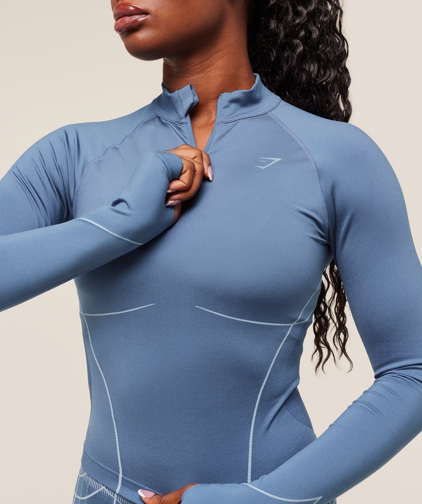 Gymshark Apex Seamless 1/4 Zip Pullover - Worn Blue/Gentle Blue