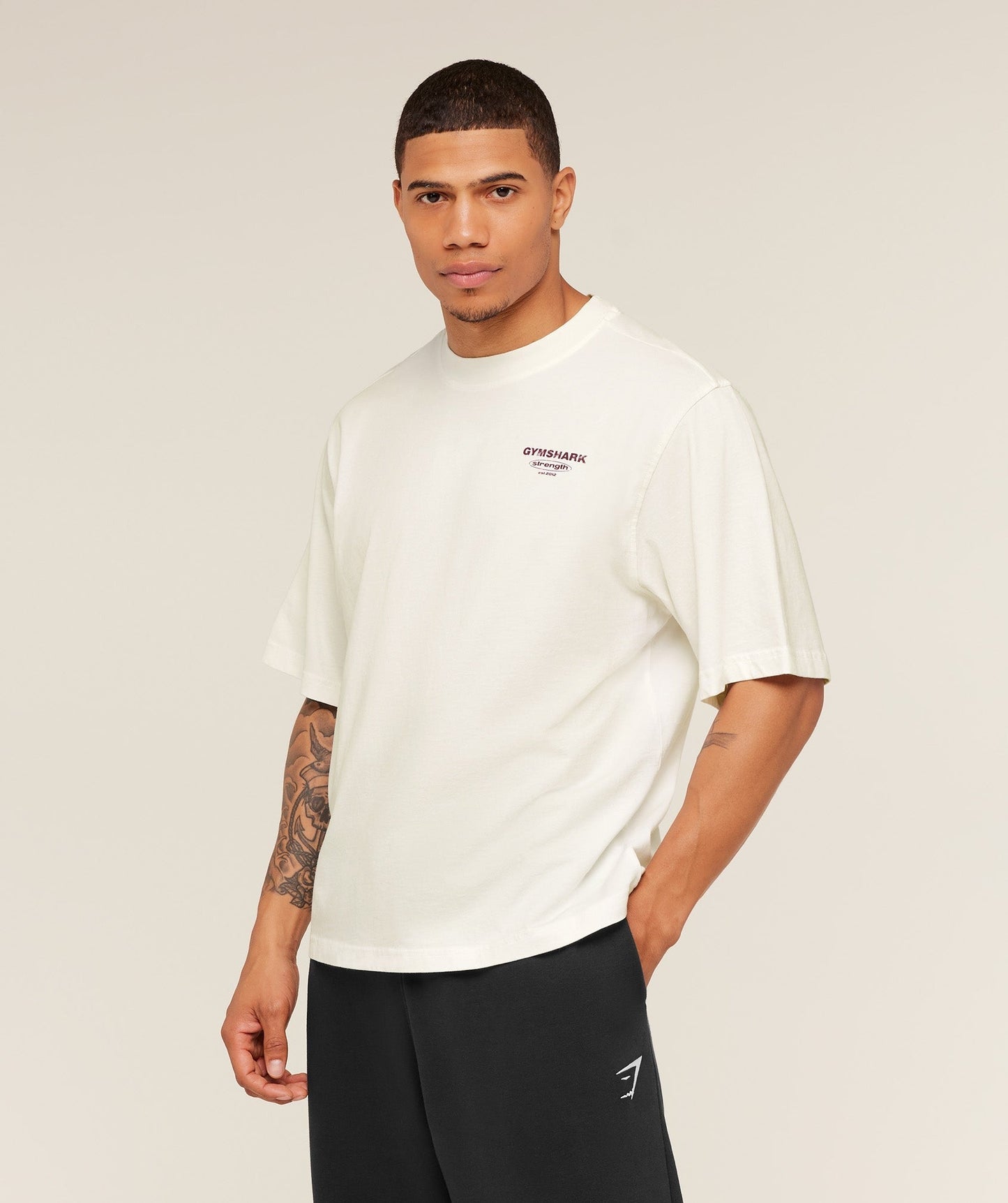 Gymshark Strength Stars Washed Graphic T-Shirt - Soft White
